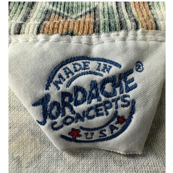 Vintage 90s Jordache Men's M Aztec Tribal Ribbed Cotton Short Sleeve T-Shirt Y2K - Picture 3 of 6